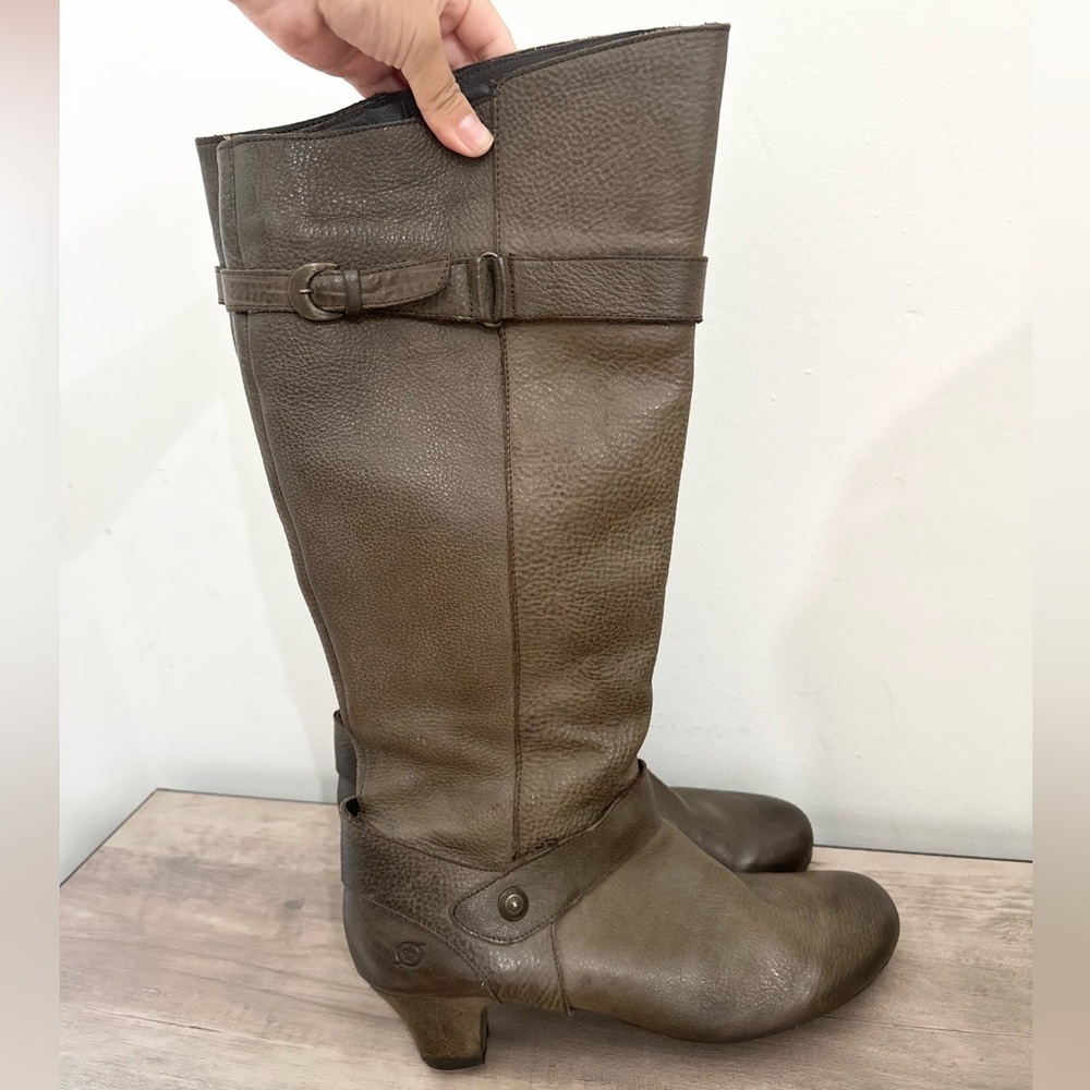 Born grey leather tall boots heeled size 10 fall transitional winter